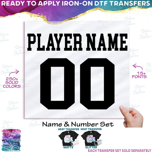 (cpn-003-S) Solid Fonts Custom Player Name & Number 16 Block Fonts