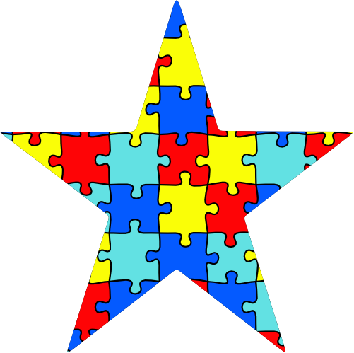 (s046-2-G) Star Autism Puzzle Pattern