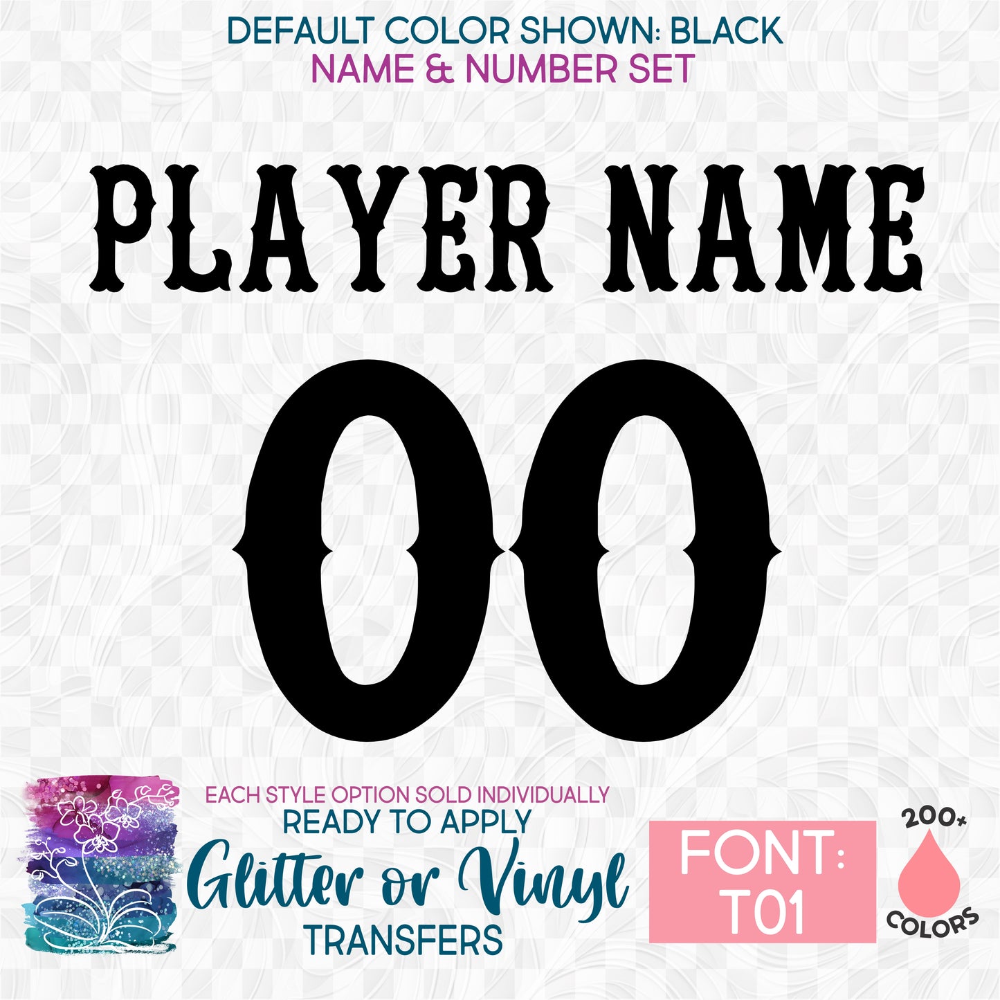 s97-T01 Custom Player Perfect Name & Number Iron On Transfer
