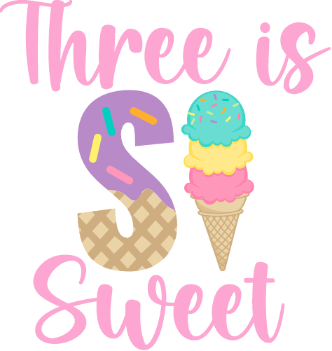 (s085-5-B) Three is So Sweet Ice Cream Cone