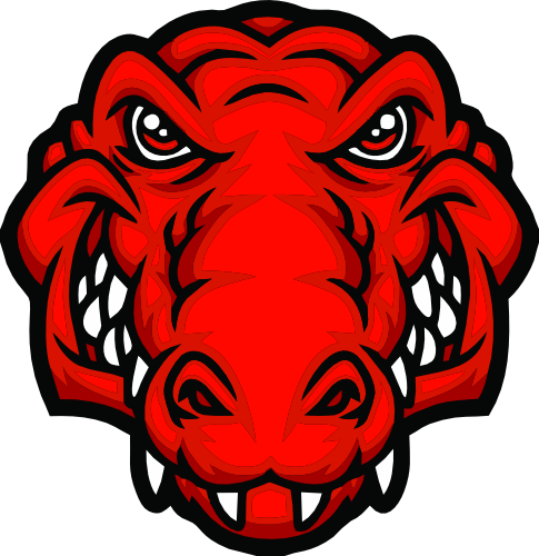 (s145-1-1L) Red Gator Mascot