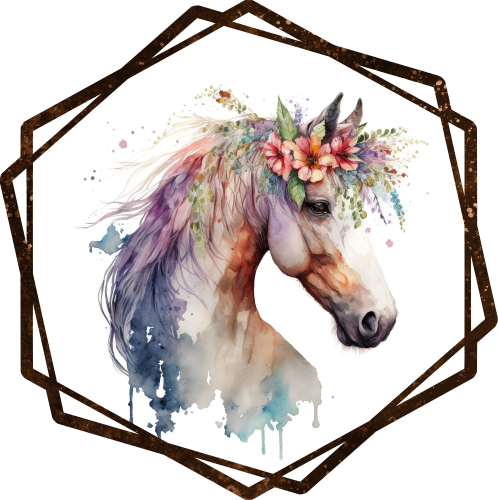 (s346-2-1X) Watercolor Boho Horse