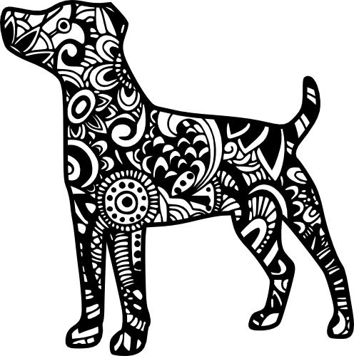 (s011-1-V2) Jack Russell Terrier Dog Zentangle Mandala Floral Doodle