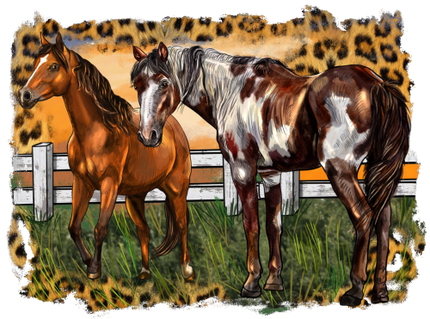 (s346-1-1J)  Watercolor 2 Horses