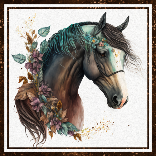 (s346-2-2E) Watercolor Boho Horse