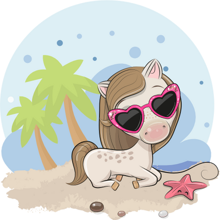 (s133-26-F) Cute Cartoon Horse Beach Sunglasses