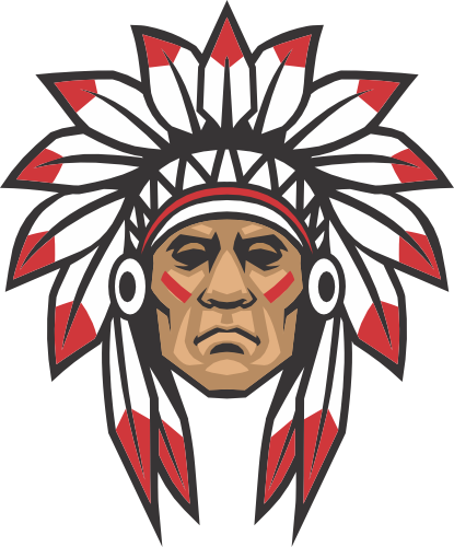 (145-1A-15-1) Red Native American Indian Brave Chief Mascot