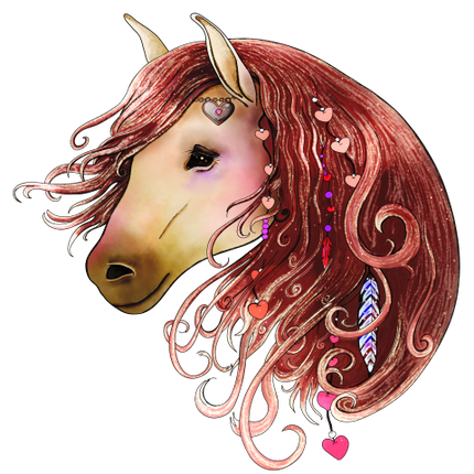 (s100-2-C)  Watercolor Horse Head Boho
