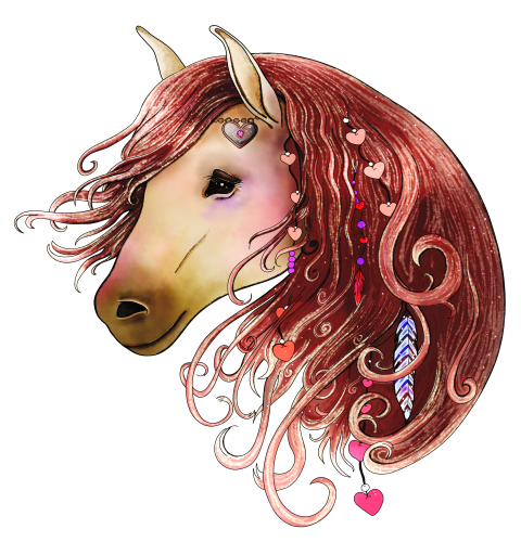 (s100-2-C)  Watercolor Horse Head Boho
