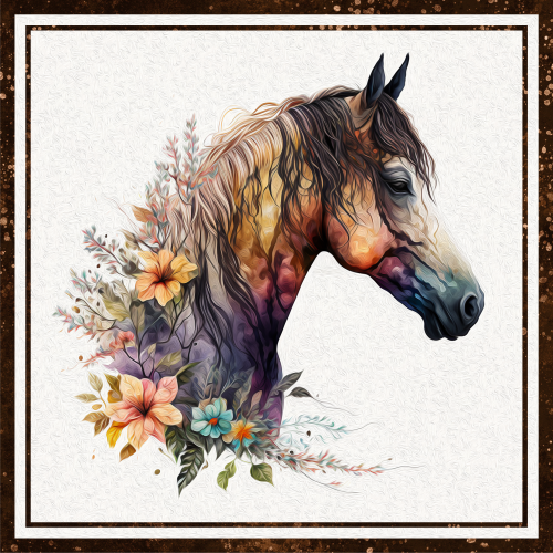 (s346-2-2I) Watercolor Boho Horse