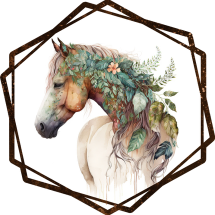(s346-2-1Y) Watercolor Boho Horse