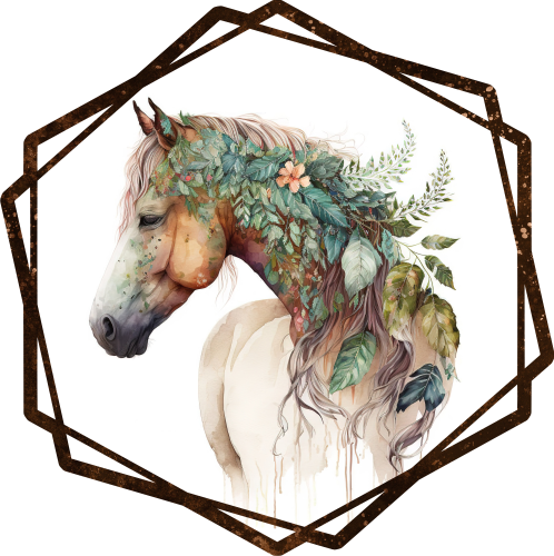 (s346-2-1Y) Watercolor Boho Horse