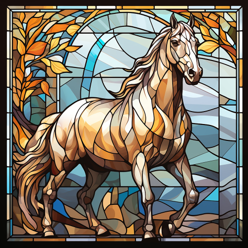 (s150-10-1O) Horse Stained-Glass