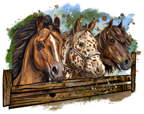 (s346-1-1O)  Watercolor 3  Horses