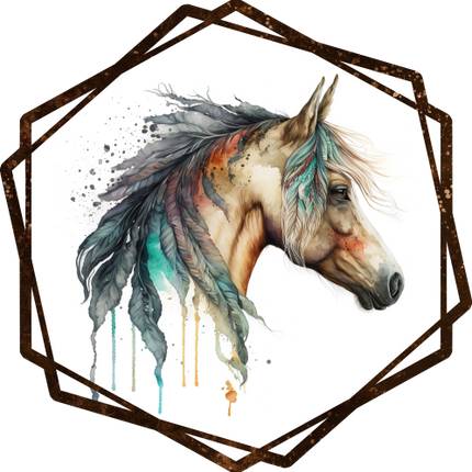 (s346-2-1Z) Watercolor Boho Horse