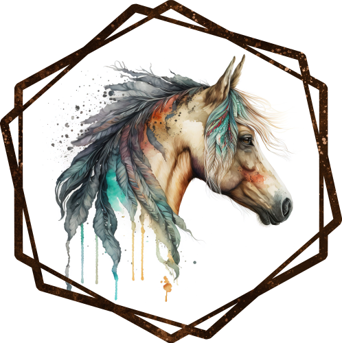 (s346-2-1Z) Watercolor Boho Horse