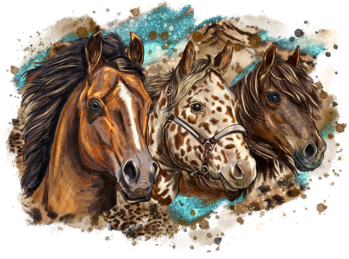 (s346-1-1N)  Watercolor 3  Horses