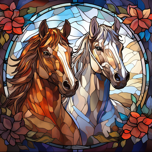 (s150-10-2E) Horse Stained-Glass