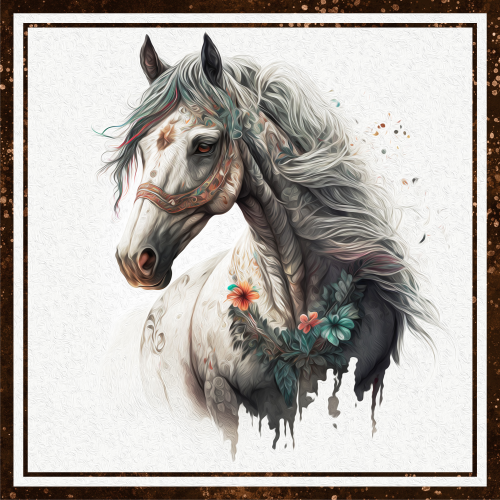 (s346-2-2H) Watercolor Boho Horse