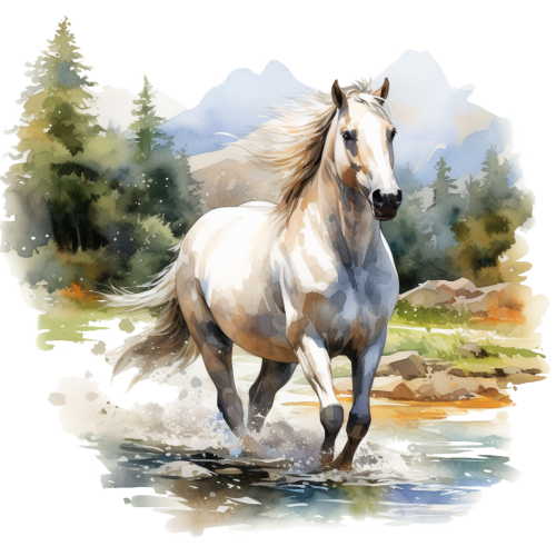 (s398-1-2A)  Watercolor Horse