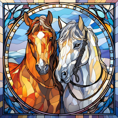 (s150-10-2K) Horse Stained-Glass