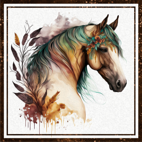 (s346-2-2J) Watercolor Boho Horse