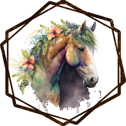 (s346-2-1V) Watercolor Boho Horse