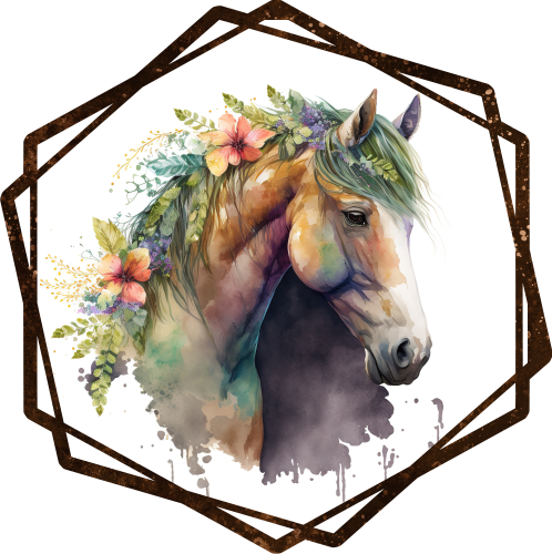 (s346-2-1V) Watercolor Boho Horse