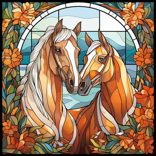 (s150-10-1X) Horse Stained-Glass