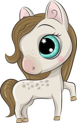 (s133-26-A) Cute Cartoon Horse