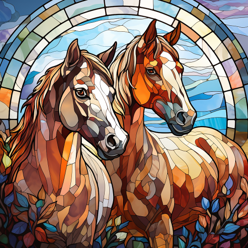 (s150-10-2D) Horse Stained-Glass