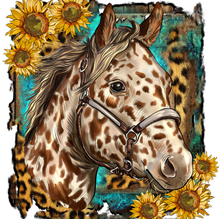 (s346-1-1M)  Watercolor Appaloosa Horse Sunflowers