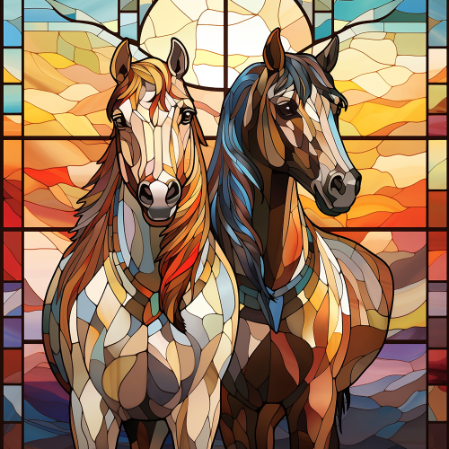 (s150-10-2H) Horse Stained-Glass
