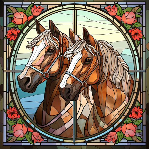 (s150-10-2G) Horse Stained-Glass