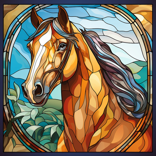(s150-10-1Q) Horse Stained-Glass