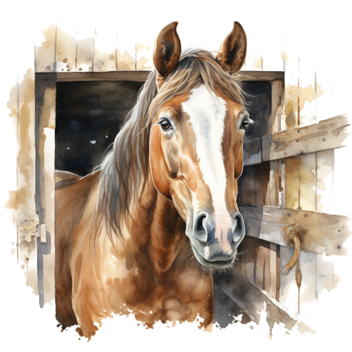 (s398-1-1T)  Watercolor Horse