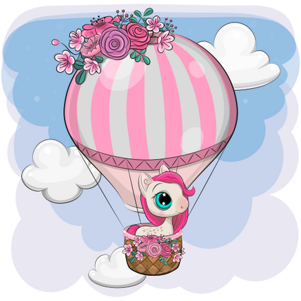 (s133-26-X) Cute Cartoon Horse Hot Air Balloon