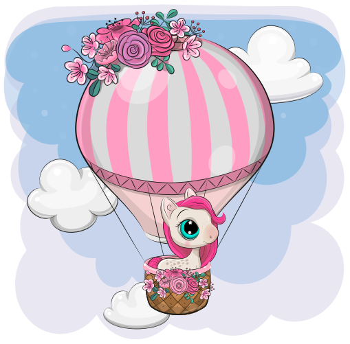 (s133-26-X) Cute Cartoon Horse Hot Air Balloon