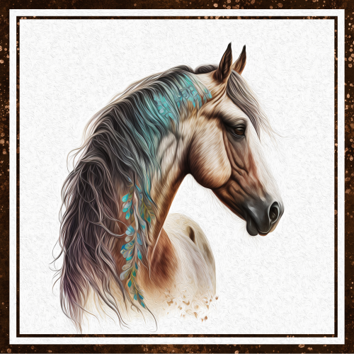 (s346-2-2K) Watercolor Boho Horse