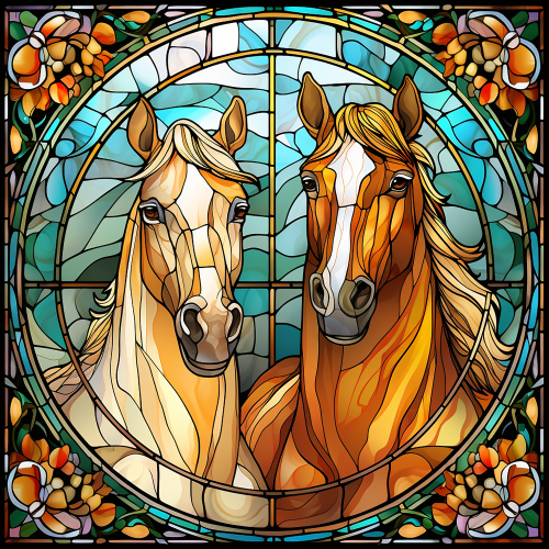 (s150-10-2B) Horse Stained-Glass
