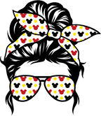 (382-Disney) Messy Bun Hair Mom Girl Dad Boy Baby Mickey Mouse Sunglasses
