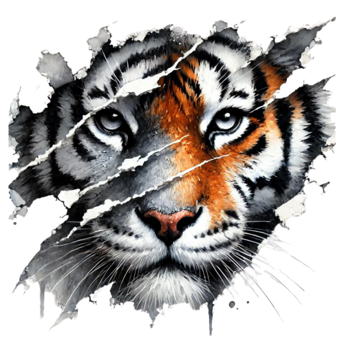 (355-01-L) Peeking Mascots Tiger