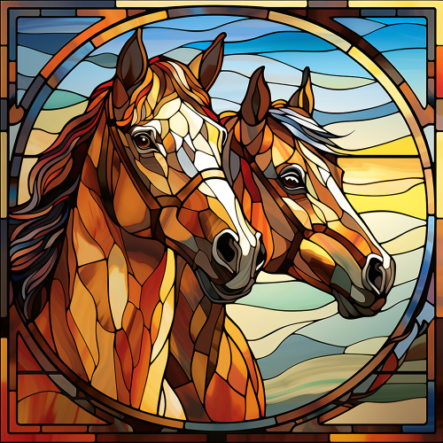 (s150-10-2A) Horse Stained-Glass