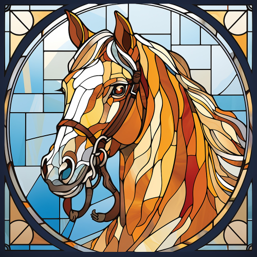 (s150-10-1K) Horse Stained-Glass
