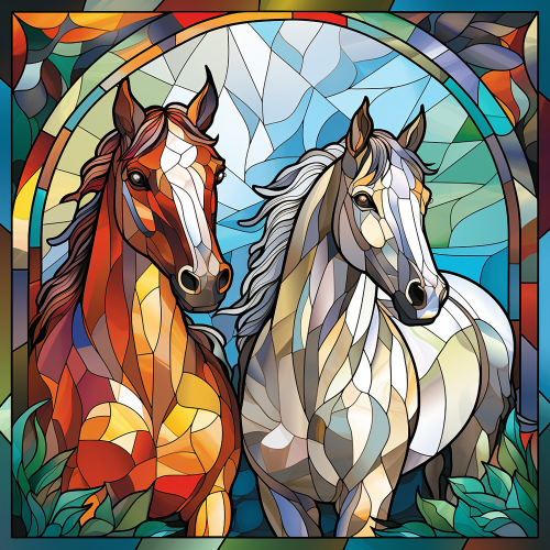 (s150-10-1Y) Horse Stained-Glass