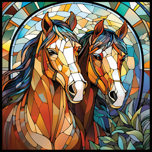 (s150-10-1U) Horse Stained-Glass