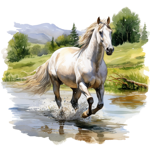 (s398-1-2B)  Watercolor Horse