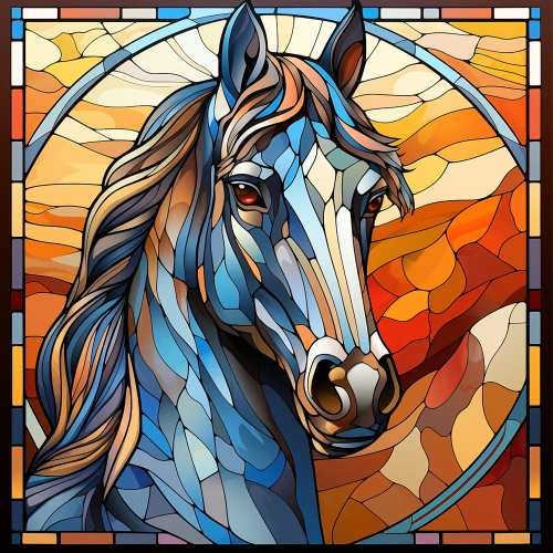 (s150-10-1R) Horse Stained-Glass