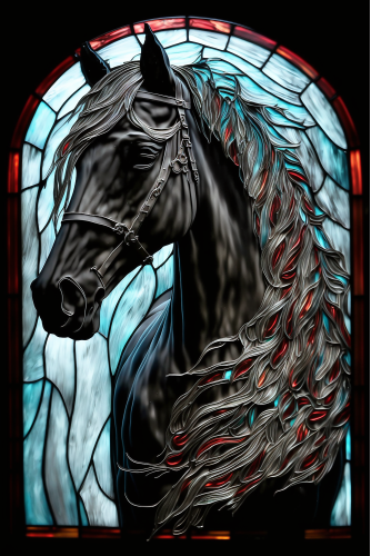 (s150-10-1E) Horse Stained-Glass