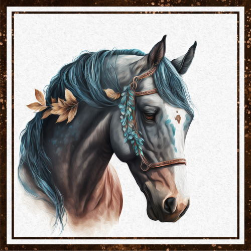 (s346-2-2O) Watercolor Boho Horse